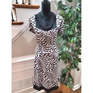 Breakin Loose Women Black & White Square Neck Short Sleeve Knee Length Dress 2X